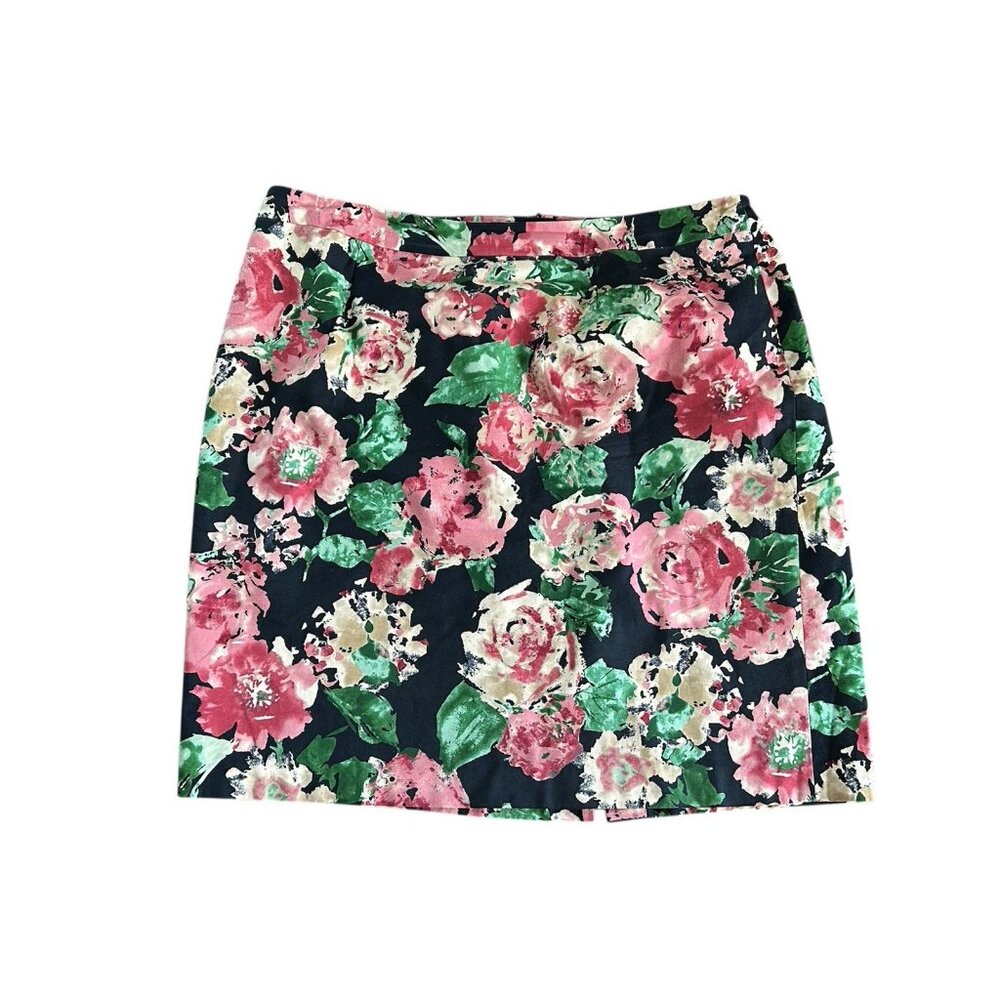 Talbots Women's Floral Line‎ Cotton Blend Skirt Knee Length Plus Sz 20W Zip